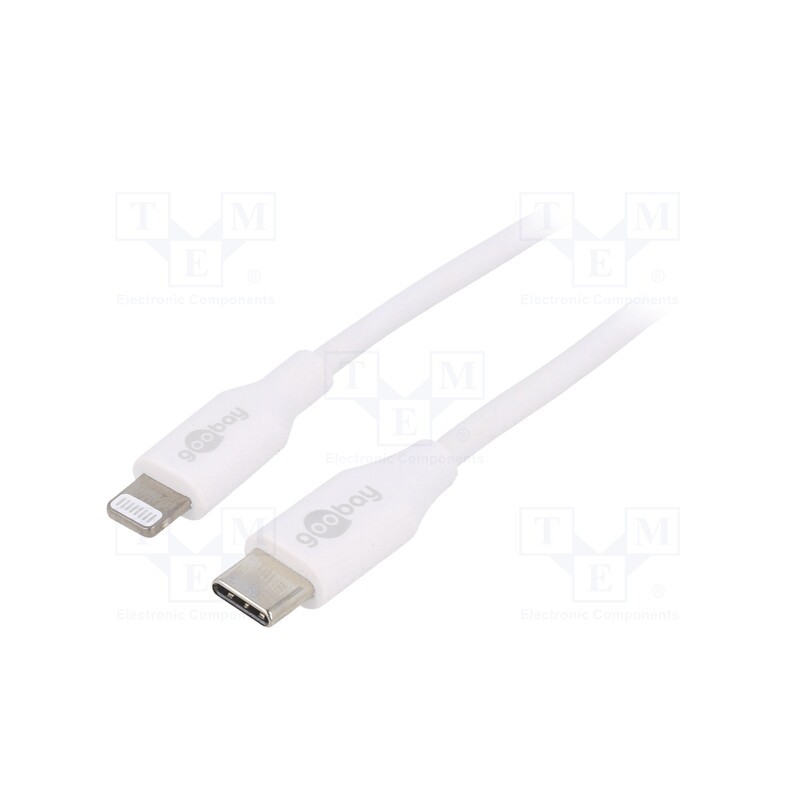 1 pcs x Goobay - 39446 - Cable, USB 2.0, Apple Lightning plug,USB C plug, 1m, white, 87W