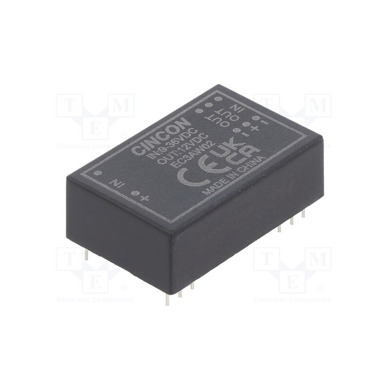 1 pcs x CINCON - EC3AW02 - Converter: DC/DC, 3W, Uin: 9÷36V, Uout: 12VDC, Iout: 250mA, DIP24