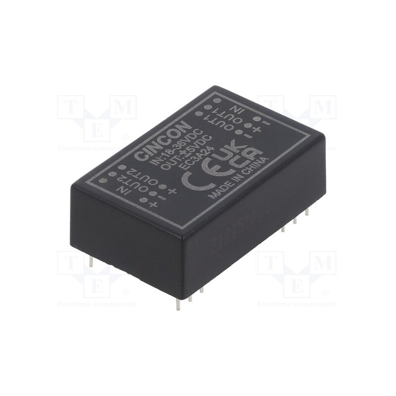 1 pcs x CINCON - EC3A24 - Converter: DC/DC, 3W, Uin: 18÷36V, Uout: 5VDC, Uout2: -5VDC, DIP24