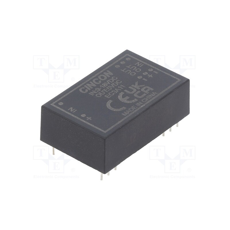 1 pcs x CINCON - EC3A11 - Converter: DC/DC, 3W, Uin: 9÷18V, Uout: 5VDC, Iout: 600mA, DIP24, THT