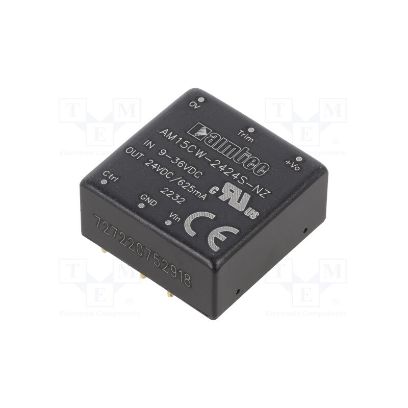 1 pcs x AIMTEC - AM15CW-2424S-NZ - Converter: DC/DC, 15W, Uin: 9÷36V, Uout: 24VDC, Iout: 0.625A, OUT: 1