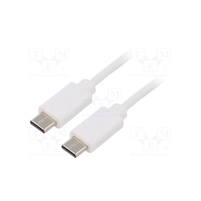 1 pcs x QOLTEC - 52344 - Cable, USB 2.0, USB C plug,both sides, 1.4m, white