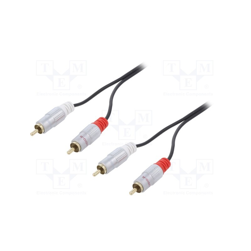 1 pcs x QOLTEC - 52338 - Cable, RCA plug x2,both sides, 3m, Plating: gold-plated, black