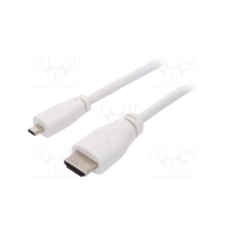 1 pcs x RASPBERRY PI - RPI-16335 - Cable, HDMI 2.0, HDMI plug,micro HDMI plug, 2m, white