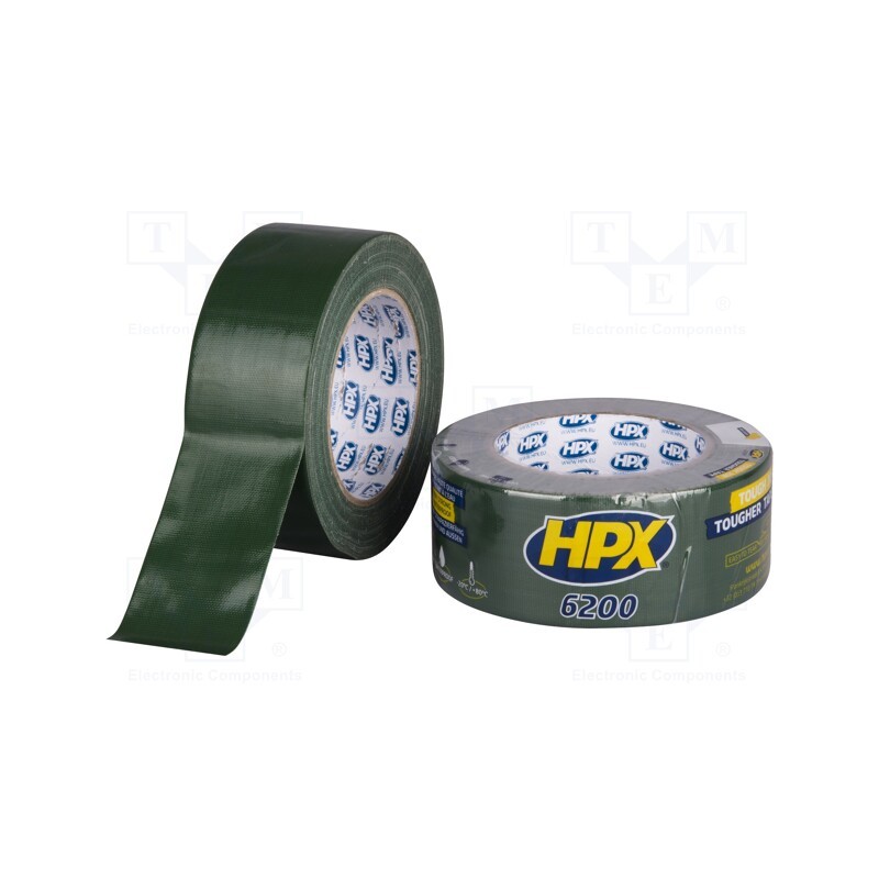 1 rol x HPX - CG5025 - Tape: duct, W: 48mm, L: 25m, Thk: 0.3mm, green, natural rubber, 12%