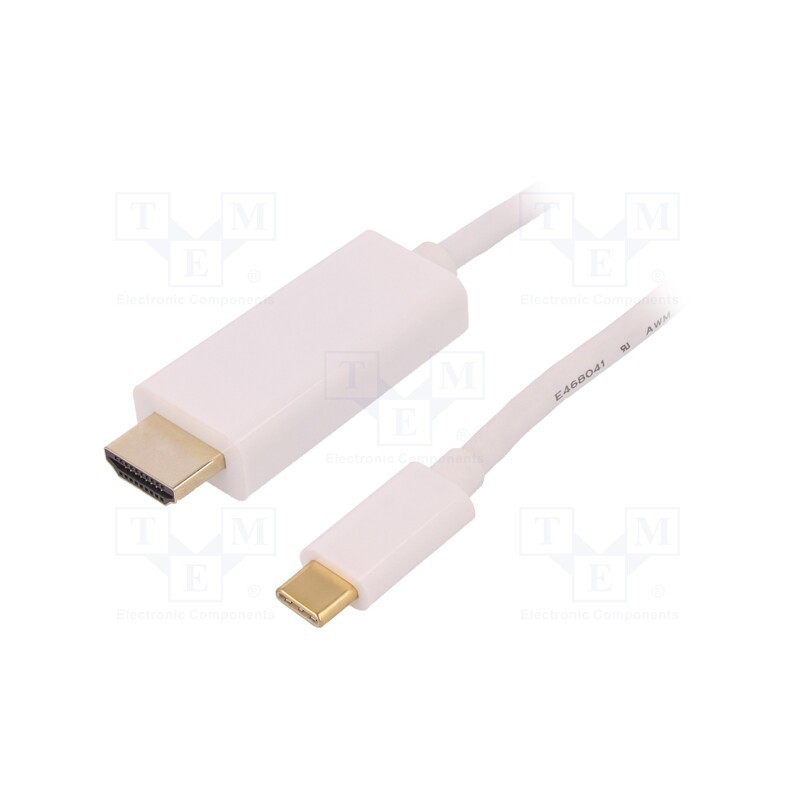 1 pcs x QOLTEC - 50414 - Adapter, USB 3.1, HDMI plug,USB C plug, 1m, white