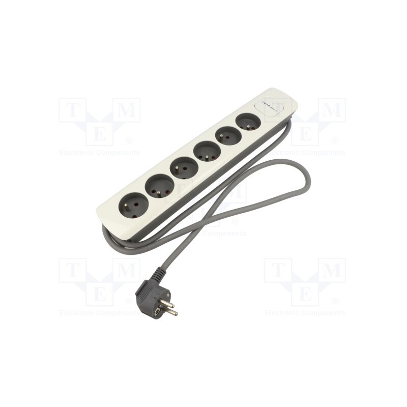 1 pcs x QOLTEC - 50297 - Extension lead, 3x1.5mm2, Sockets: 6, white-grey, 1.8m, 16A