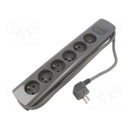 1 pcs x QOLTEC - 50277 - Extension lead, 3x1.5mm2, Sockets: 6, grey, 1.8m, 16A