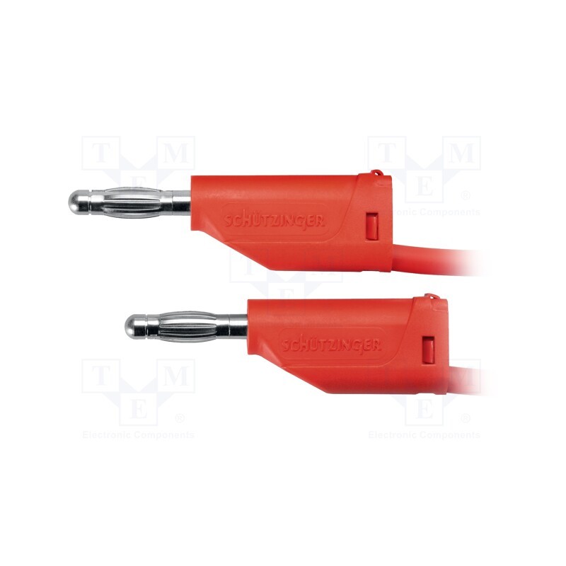 1 pcs x SCHu00dcTZINGER - MFK 15 / 2.5 / 50 / RT - Test lead, 70VDC, 33VAC, 32A, banana plug 4mm,both sides, red
