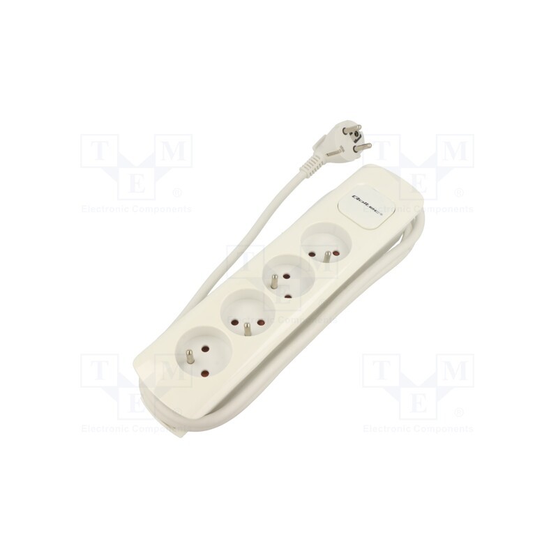 1 pcs x QOLTEC - 50274 - Extension lead, 3x1.5mm2, Sockets: 4, white, 1.8m, 16A