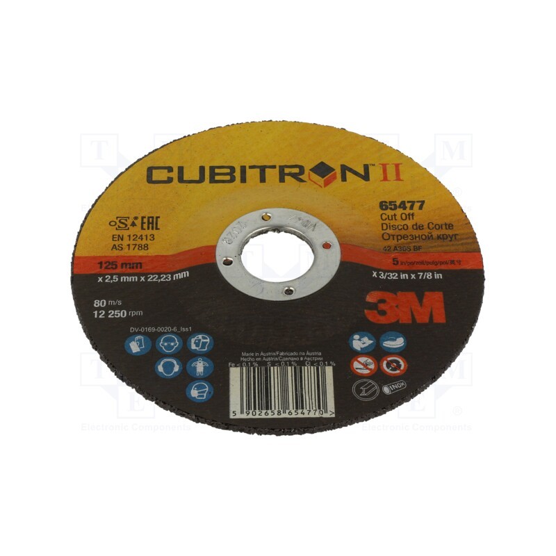 1 pcs x 3M - 65477 125X2,5X22MM CUBITRON II - Cutting wheel, Ø: 125mm, Øhole: 22.23mm, CUBITRON II