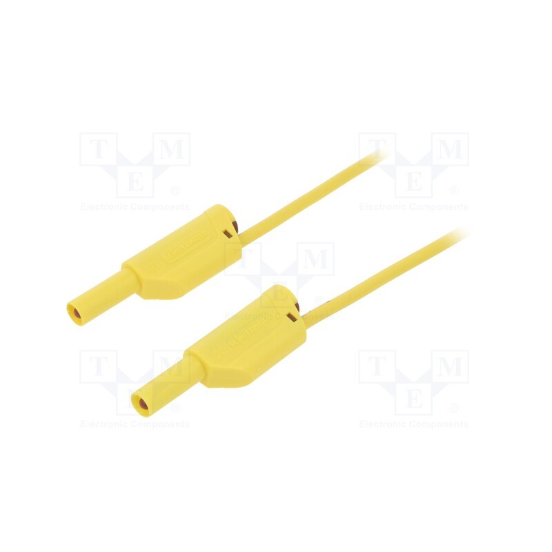 1 pcs x SCHu00dcTZINGER - VSFK 5000 / 1 / 150 / GE - Test lead, 16A, banana plug 4mm,both sides, Len: 1.5m, yellow