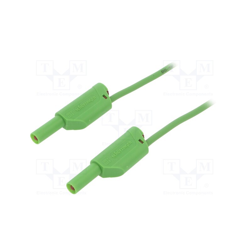 1 pcs x SCHu00dcTZINGER - VSFK 5000 / 1 / 150 / GN - Test lead, 16A, banana plug 4mm,both sides, Len: 1.5m, green
