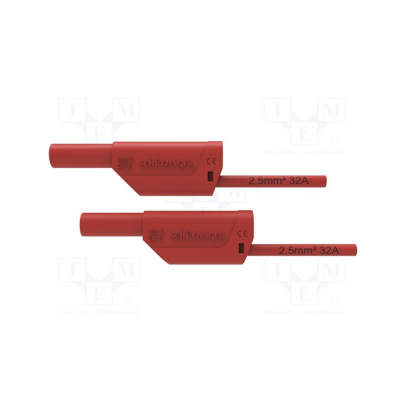 1 pcs x SCHu00dcTZINGER - VSFK 8500 / 2.5 / 25 / RT - Test lead, 32A, banana plug 4mm,both sides, Urated: 1kV, red