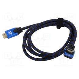 1 pcs x SAVIO - SAVKABELCL-148 - Cable, HDMI 2.1, HDMI plug,HDMI plug 90°, textile, 3m, black-blue