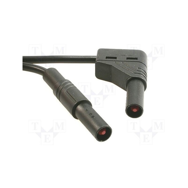 1 pcs x HIRSCHMANN T&M - MLS WG 100/1 SW - Test lead, 16A, banana plug 4mm,angular banana plug 4mm, Len: 1m