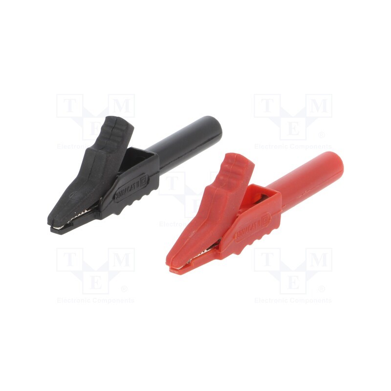 1 set x CLIFF - FCR7960RB - Crocodile clip, 15A, black,red, max.12mm, 300V