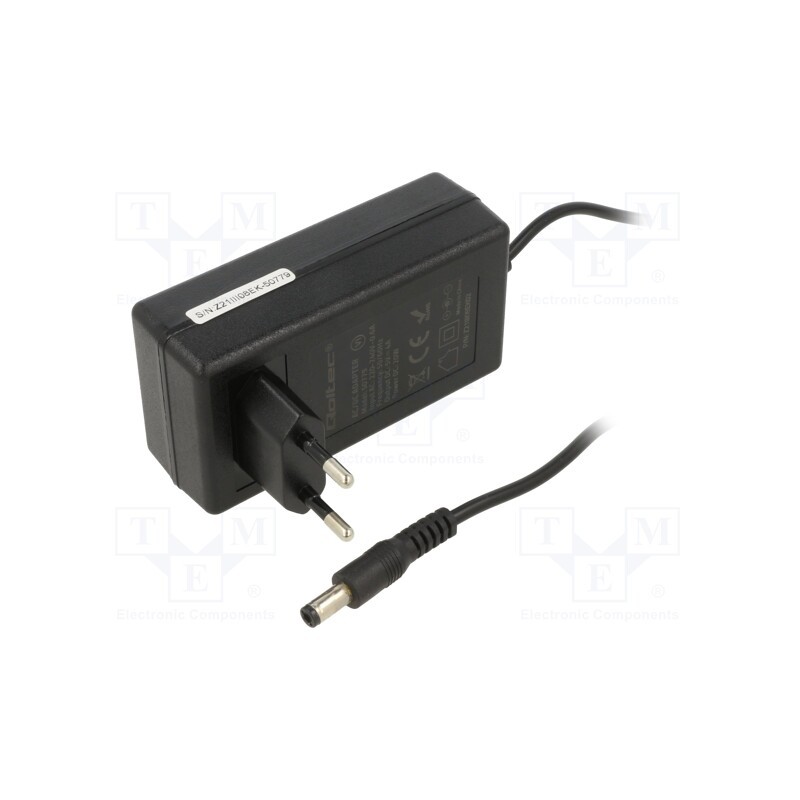 1 pcs x QOLTEC - 50779 - Power supply: switched-mode, plug, 5VDC, 4A, 20W, Plug: straight