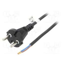 1 pcs x Goobay - 58913 - Cable, CEE 7/17 (C) plug,wires, PVC, 7.5m, black, 16A, 250V