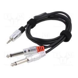 1 pcs x TASKER - TK050 - Cable, Jack 3.5mm 3pin plug,Jack 6.3mm 2pin plug x2, 1.5m