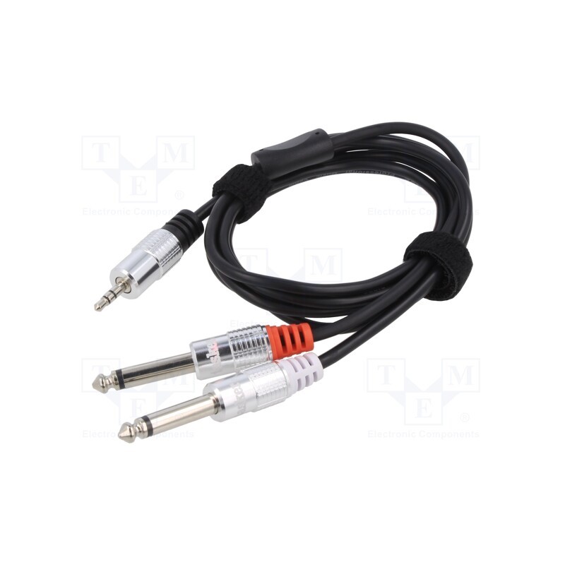 1 pcs x TASKER - TK050 - Cable, Jack 3.5mm 3pin plug,Jack 6.3mm 2pin plug x2, 1.5m