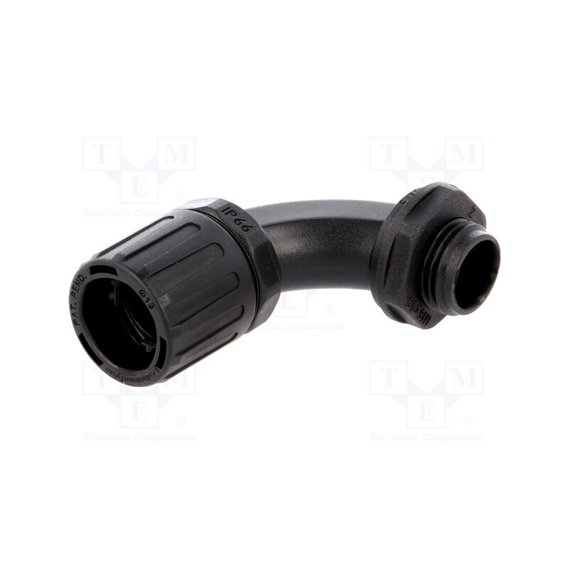 1 pcs x HELLERMANNTYTON - 166-22201 - 90° angled connector, Thread: metric,outside, polyamide, IP66