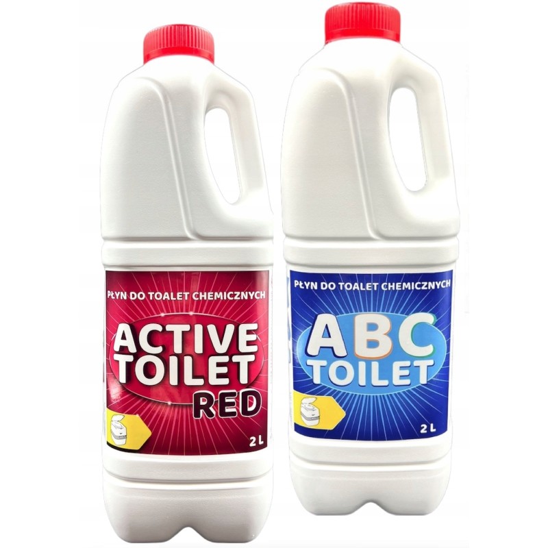 Fluid for tourist toilets 2l blue 2l red abc