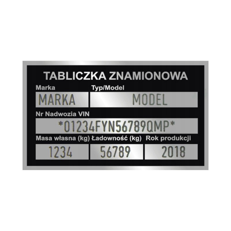 Rating plate 85x50mm, marking included in the price