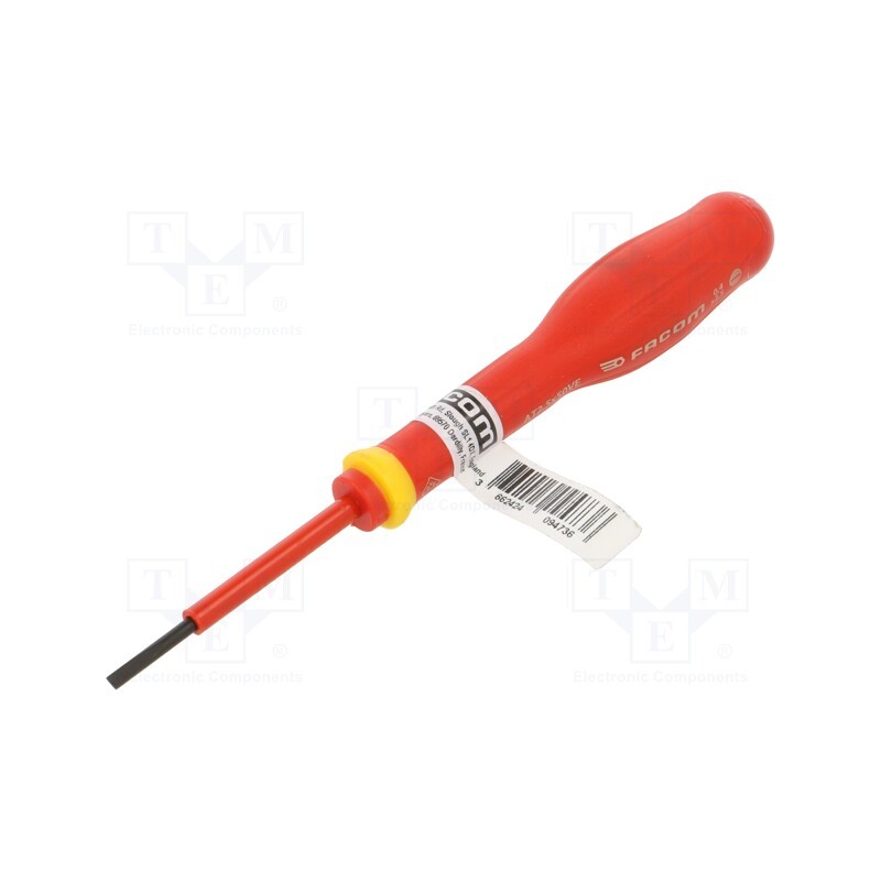 1 pcs x FACOM - AT2.5X50VE - Screwdriver, insulated, slot, 2,5x0,4mm, Blade length: 50mm, 1kVAC