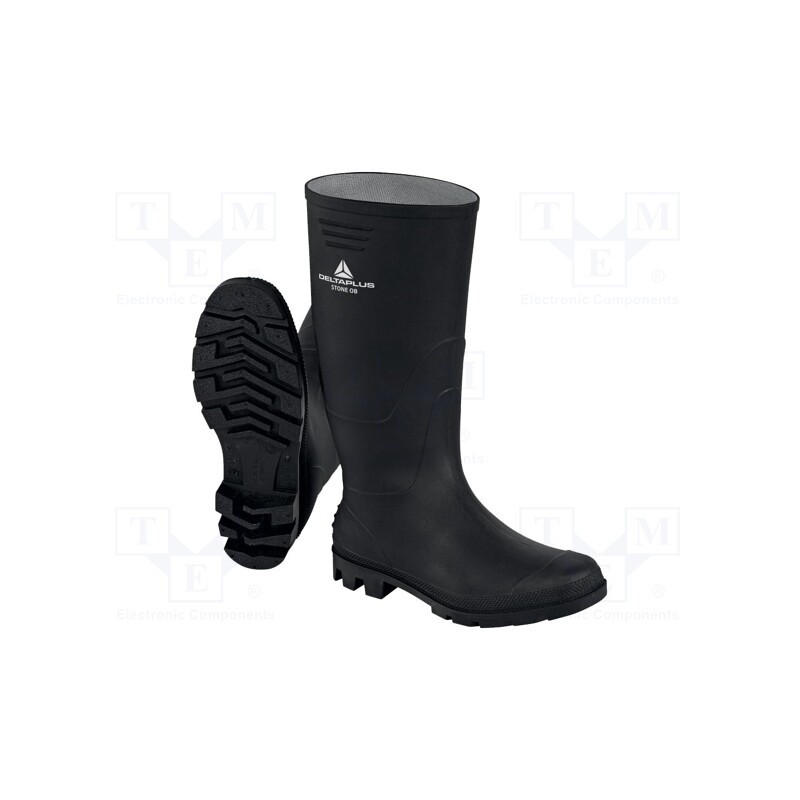 1 set x DELTA PLUS - STONEOBNO44 - Boots, Size: 44, black, PVC, bad weather,slip, high, STONE OB SRA