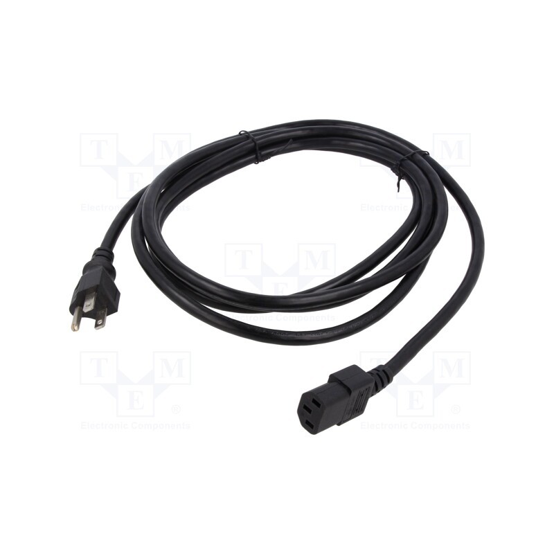 1 pcs x Qualtek Electronics - 212004-01 - Cable, 3x18AWG, IEC C13 female,NEMA 5-15 (B) plug, PVC, 2.2m