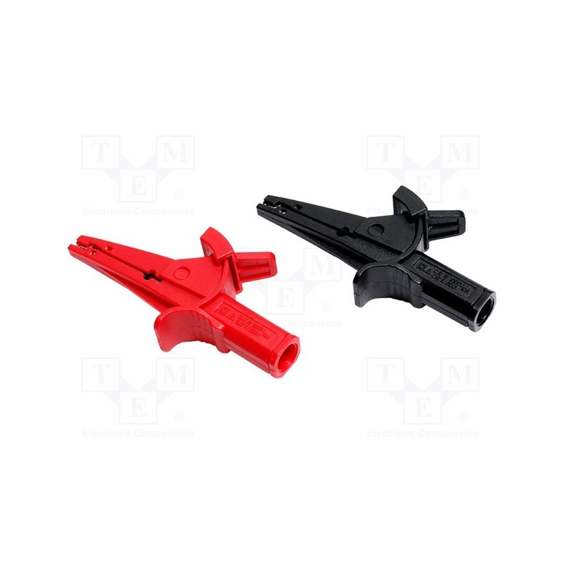 1 set x KPS - KPS-PT120 - Crocodile clip, 10A, Overall len: 99mm, black,red, 2pcs.