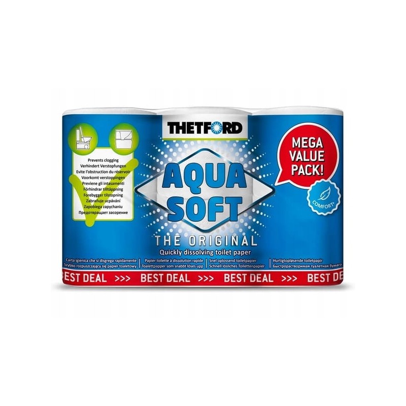Thetford aqua soft toilet paper 6 rolls, special for camper trailers