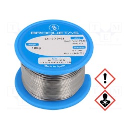 1 pcs x BROQUETAS - BROFIL 60 B2.1 0.7MM 100G - Soldering wire, Sn60Pb40, 0.7mm, 0.1kg, lead-based, reel