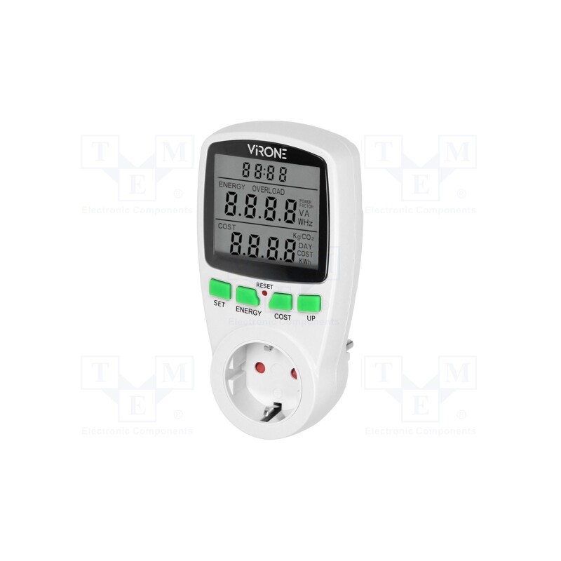 1 pcs x VIRONE - EM-4(GS) - Controller, plug-in, IP20, 16A, 230VAC 50/60Hz, Display: LCD, white