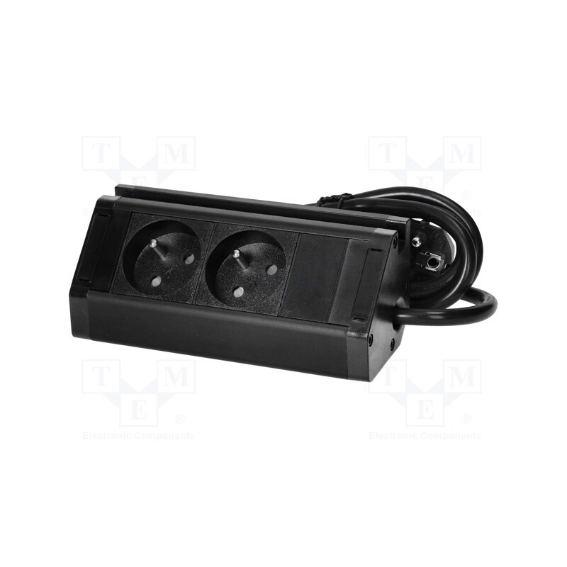 1 pcs x VIRONE - FS-12/B - Plug socket strip: furniture, IP20, 3680W, black, 230VAC, 1.5m