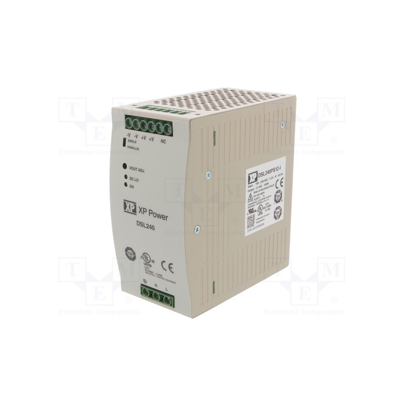 1 pcs x XP POWER - DSL240PS12-I - Power supply: switched-mode, for DIN rail, 240W, 12VDC, 16A, 90%