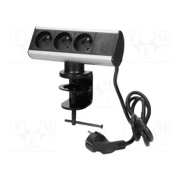 1 pcs x VIRONE - FS-6 - Plug socket strip: furniture, IP20, 3680W, black,silver, 230VAC