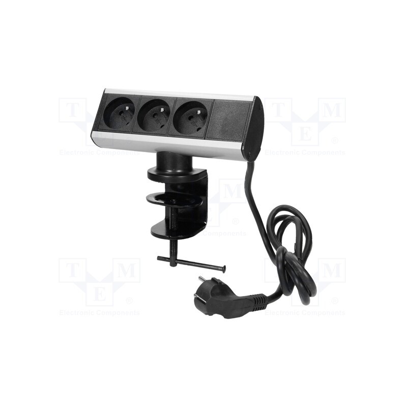 1 pcs x VIRONE - FS-6 - Plug socket strip: furniture, IP20, 3680W, black,silver, 230VAC