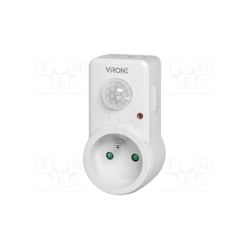 1 pcs x VIRONE - MS-1 - Motion sensor, plug-in, 230VAC, IP20, -20÷40°C, 9m, 120°, 1.2kW
