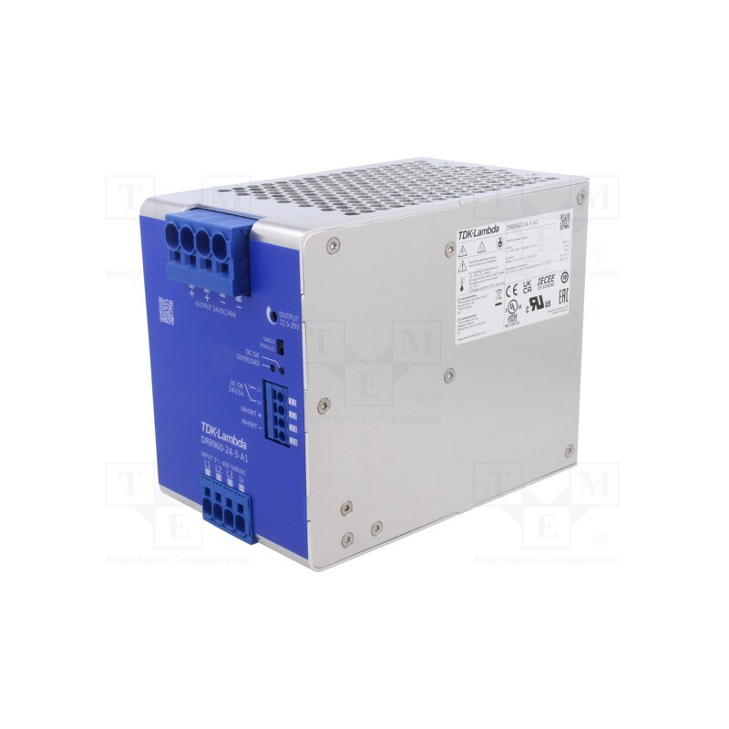 1 pcs x TDK-LAMBDA - DRB960-24-3-A1 - Power supply: switched-mode, for DIN rail, 960W, 24VDC, 40A, DRB