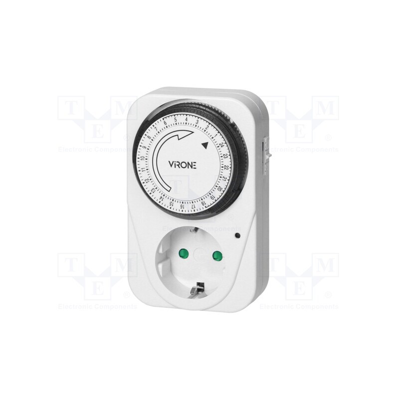 1 pcs x VIRONE - MT-1(GS) - Programmable time switch, 15min÷24h, 230VAC/16A, IP20, Schuko