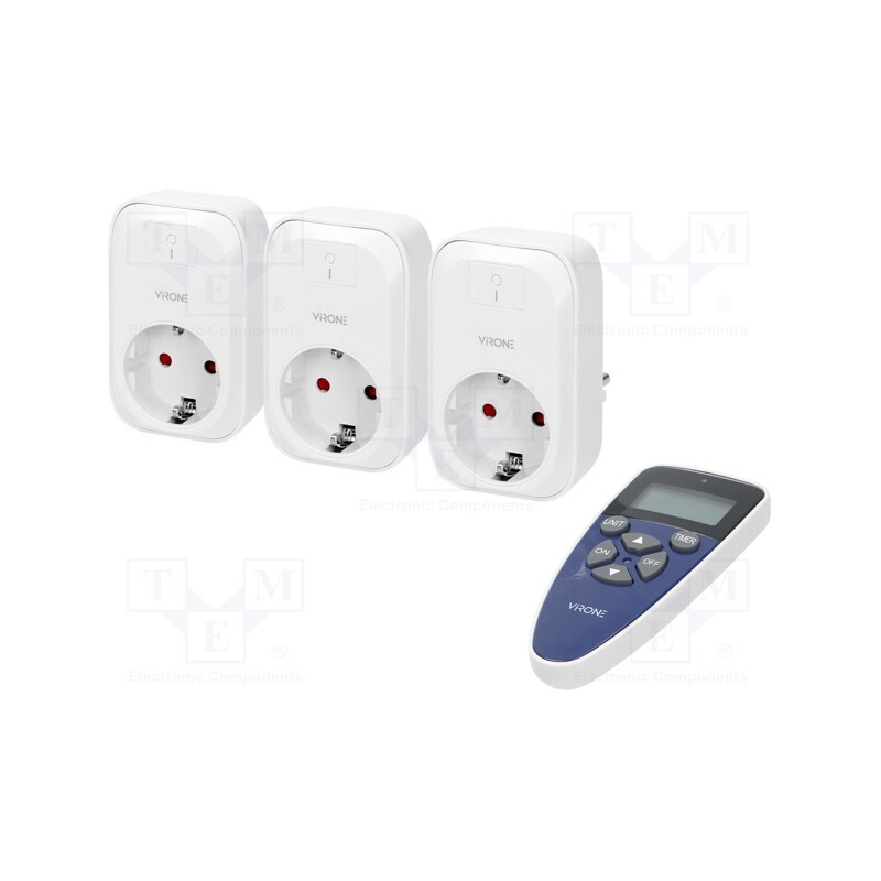 1 pcs x VIRONE - RS-1(GS) - Power socket, plug-in, 230VAC, 30m, socket x3,remote control