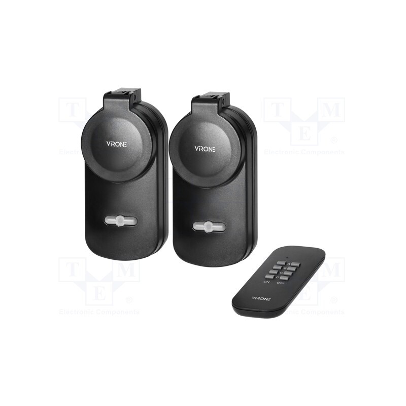 1 pcs x VIRONE - RS-2 - Power socket, plug-in, 230VAC, IP44, 25m, black, Standard