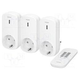 1 pcs x VIRONE - RS-3(GS) - Power socket, plug-in, 230VAC, IP20, 25m, white, Schuko