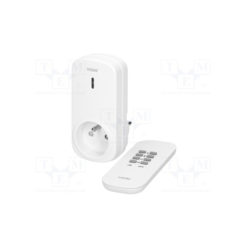 1 pcs x VIRONE - RS-5 - Power socket, plug-in, 230VAC, IP20, 25m, white, Standard