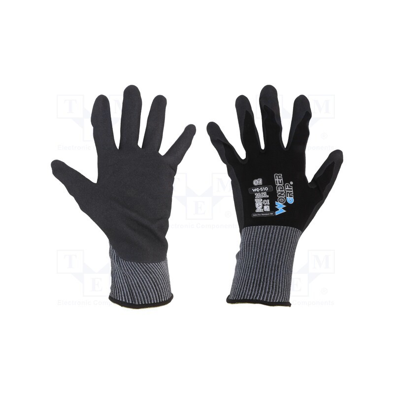 1 set x WONDER GRIP - 52992 - Protective gloves, Size: 10,XL, black, nitryl,polyamide, Oil