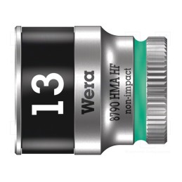 1 pcs x WERA - 5003728001 - Socket, 6-angles,socket spanner, HEX 13mm, 1/4', 23mm, Zyklop