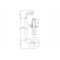 Support wheel for trailer, unitrailer maneuvering wheel 150kg, clamp