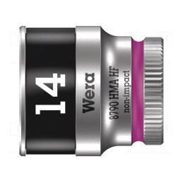 1 pcs x WERA - 5003729001 - Socket, 6-angles,socket spanner, HEX 14mm, 1/4', 23mm, Zyklop